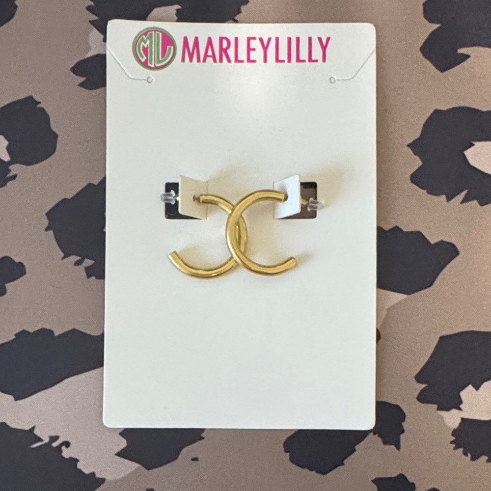 Marley Lilly Gold Interlocking Hoop Stud Earrings